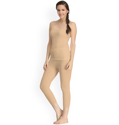 Beige Self-Design Thermal Set
